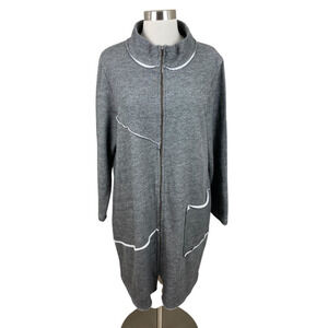 Chalet Et Ceci Antonella Zip Up Jacket Gray Sweasthirt Lagenlook USA Made Large